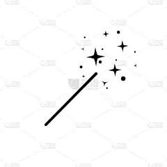 简单的黑魔杖图标向量, 魔术棒标志, 童话星座, 魔杖符号