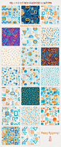 Catch the Wave, Seamless Patterns: I am pleased to introduce you to "Catch the Wave", a summerish pack of 20 seamless watercolor patterns. The patterns are great for almost all kind of design projects like branding, packaging, greeting cards, cl