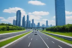 沥青道路蓝天白云高速公路摄影图