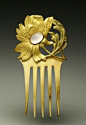 Art Nouveau comb ~ Bronze, ivory and opal.