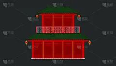 中国,极简构图,古老的,红色,房屋,著名景点,建筑外部,时尚,传统,贺卡