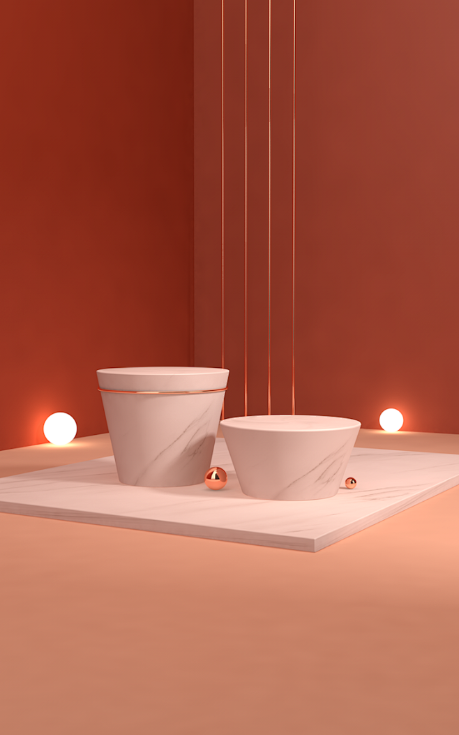 C4D 立体场景 背景 配色