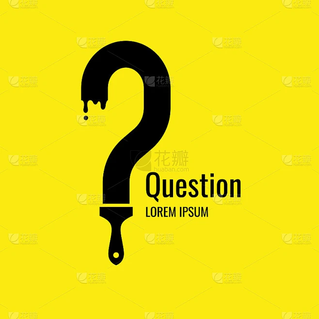 一张画着问号的海报。放置文本的框架。素材-花瓣网