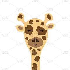 动物头,绘画插图,卡通,长颈鹿,矢量,式样,幽默,闭着眼睛,童年,可爱的