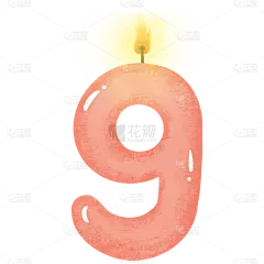 手绘生日蜡烛数字贴纸