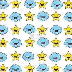 云,可爱,式样,星星,卡通,分离着色,可爱的,创造力,华丽的,纺织品