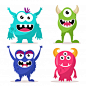 Set of cute monsters character Premium Vector