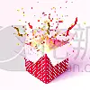 五彩纸屑,包装纸,开着的,分离着色,贺卡,空的,背景分离,模板,立方体形状,阴影