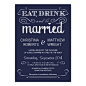 Rustic Typography Navy Blue Wedding Invitations