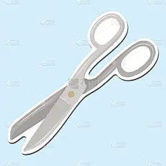 缝纫剪刀，涂鸦夹艺术，针脚支架。手绘插图。工艺绘制孤立元素。矢量剪贴画，很像图标