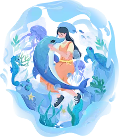 世界海洋日创意插画-海洋日插画