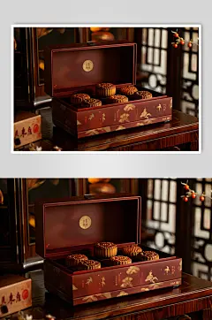 AI数字艺术中秋节送礼月饼礼盒图片