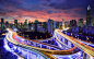 2560x1600 中国香港，城市夜景灯光，高速公路，摩天大楼，建筑物
