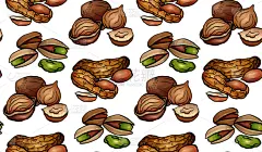 四方连续纹样,坚果,卡通,素食,多样,食品,壁纸,苹果核,有营养的,写实