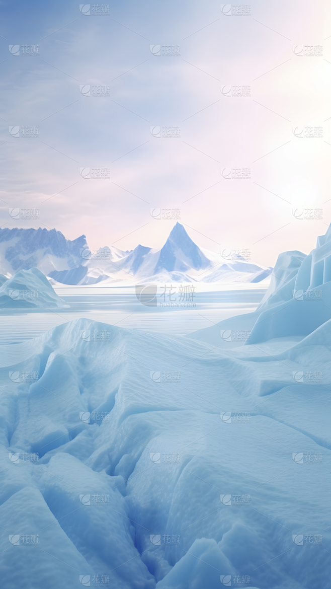 小雪节气冬季冬天通用冰山冰川雪山雪地虚拟...