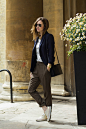 Lanvin Statement Necklace, Zara Blazer, Céline Large Trio Bag, Converse Sneakers, Ray Ban Sunglasses