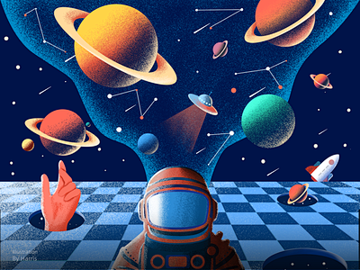 头脑星空 星球 噪点 插图