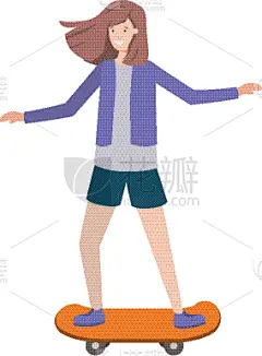 性格,滑板,青年女人,头像,成年的,青少年,人,女人,女孩,夏天