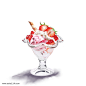 草莓冰淇淋卡通手绘夏季冷品