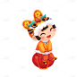 卡通感春节女孩元素贴纸
