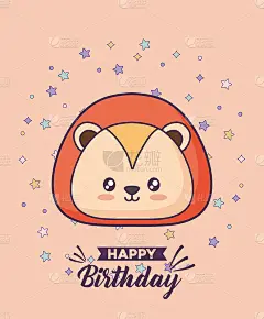 生日贺卡与可爱的狮子卡哇伊的性格
