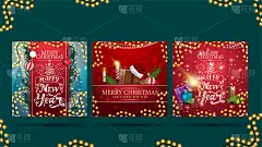 一套问候广场圣诞明信片美丽的信和圣诞礼物。圣诞贺卡准备印刷