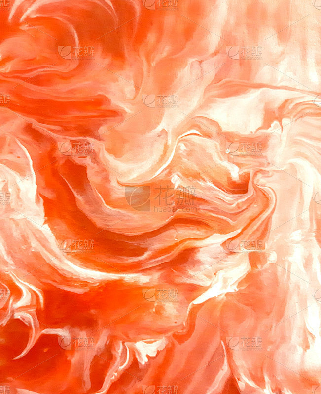 丙烯酸浇注绘画。复古抽象图案与粉色流体艺...