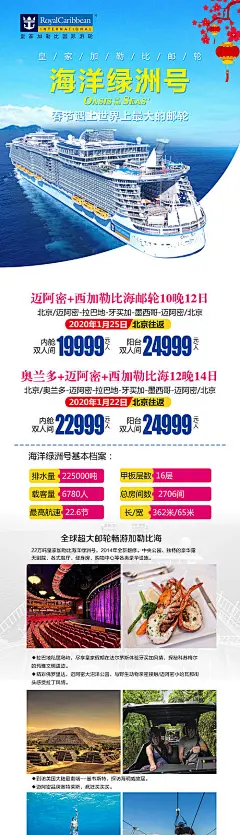 海报 长图 旅游 游轮 蓝色