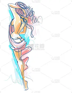 矢量背景与美丽的年轻女子在比基尼