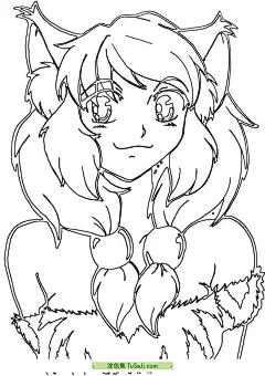 10张长着猫咪耳朵的可爱兽人以及二次元兽人卡通涂色图片 | 涂色集，涂色画打印大图 : 在一个充满奇幻色彩的世界里，一位兽人女孩以其独特的魅力吸引着众人的目光。她的头顶着一对毛茸茸的猫咪耳朵，耳朵尖端微微颤动，似乎能捕捉到周围最微小的声音。她的头发像丝般柔顺，颜色可能是柔和的金色或神秘的深紫色，搭配着她的猫耳，更显得俏皮可爱。 10张长着猫咪耳朵的可爱兽人以及二次元兽人卡通涂色图片