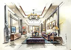 室内手绘设计作品|室内设计|空间/建筑|庐山艺术特训营