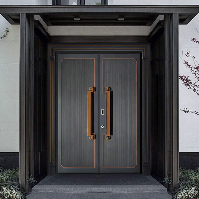 铸铝门别墅大门双开门农村自建房大门入户防...