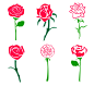 6款美丽玫瑰花枝矢量素材，素材格式：AI，素材关键词：玫瑰花,红玫瑰
