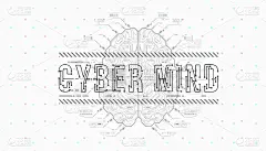 网络的想法。带有HUD元素的概念布局，用于打印和web。文字与未来的用户界面元素。