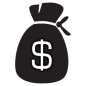 美元钱袋子图标 简洁黑色电子商务主题图标集