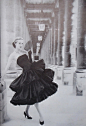 Christian Dior dress, 1955.黑天鹅一样的美~