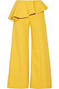 Rosie Assoulin - Bearded Iris peplum cotton-twill wide-leg pants : Marigold cotton-twill  Hook and concealed zip fastening at side 99% cotton, 1% elastane Dry clean