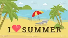 夏天,度假胜地,明信片,海滩,英文字母I,计划书,Sun Lounger,模板,爱,休闲