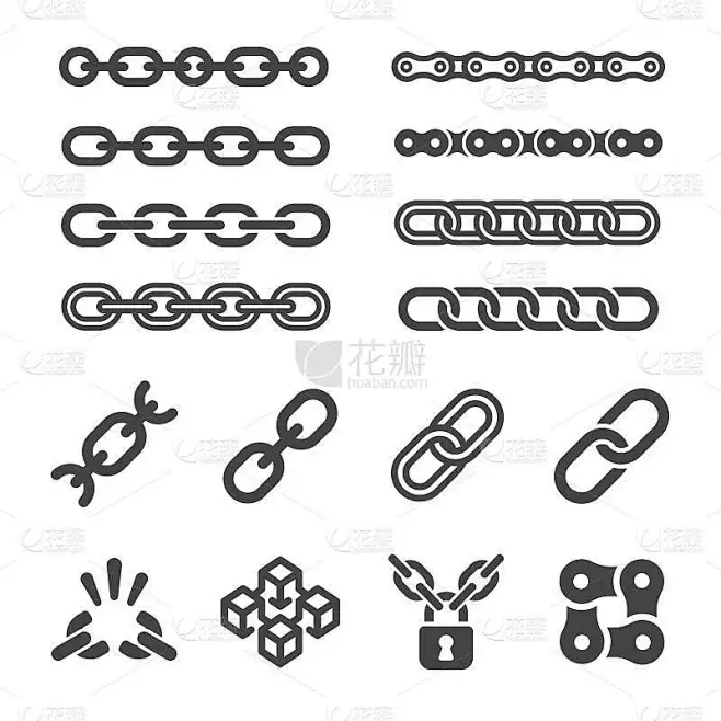 chain icon set素材-花瓣网