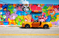Mustang: pretty on pink : very graphic powerful & colorful photo shots of an orange  Ford Mustang