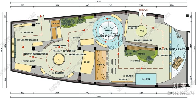 跨湖桥遗址博物馆展厅平面图施工图下载【I...