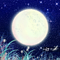 插画,夜晚,月亮,星星,中秋节图片素材