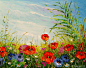 Oil painting flower field