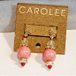 【Carolee】正品 粉色天然石耳环/耳钉