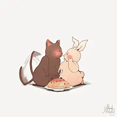 吃面条2
泰国人气美女画师Mindmelody 创作的系列动物插画《joojee &amp; friends》。猫咪叫boyfriend，兔子叫joojee #mindmelody# #二次元推图君# #joojee and friends# #插画# #动漫# #漫画# #二次元# #可爱# #萌# #表情# 