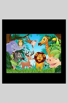 手绘卡通创意高端大气动物园插画