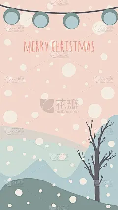 圣诞贺卡可爱的手绘风格和时尚的搭配柔和的颜色。圣诞树和雪人用礼品盒在雪堆上撒上花环和雪花