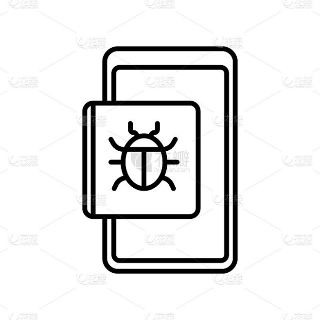 Bug图标矢量符号和符号隔离在白色背景上，Bug标志概念
