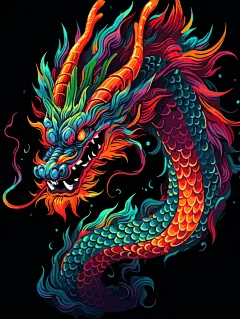 彩色中国龙元素图片素材2024中国龙