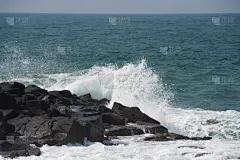 波浪,贺卡,海浪,坏掉的,水面,海岸线,背景,岩石,户外,日本